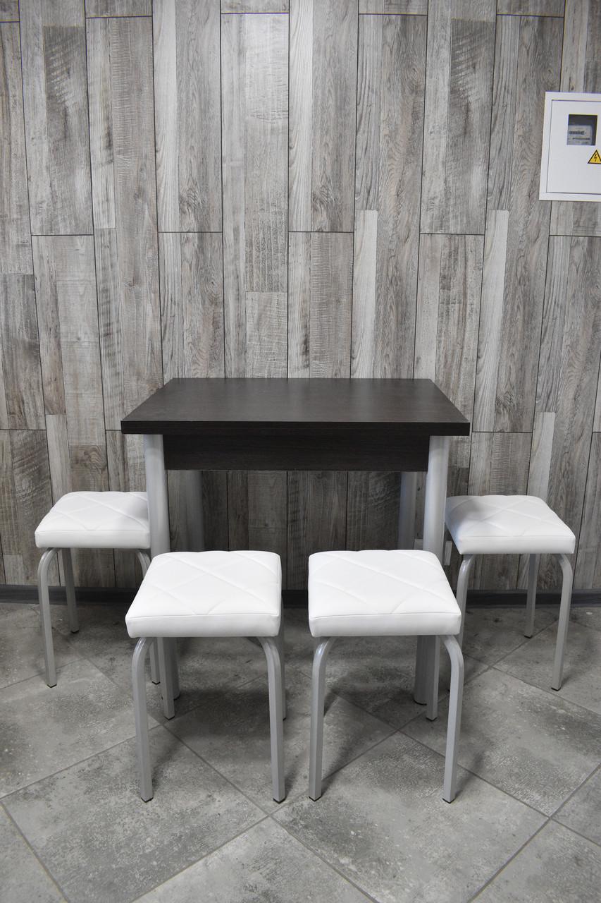 Кухонний комплект Оскар стіл розкладний/табурети 4 шт. Tutti Lux 60х80/80х120х75 см Чорний/Білий (28375096)
