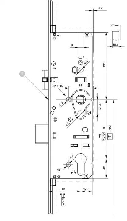 Замок-рейка дверний MACO подовжуємий G-TS 45/16/92 4 цапфи iS (232013) - фото 3 Замок-рейка дверний MACO подовжуємий G-TS 45/16/92 4 цапфи iS (232013) - фото 3