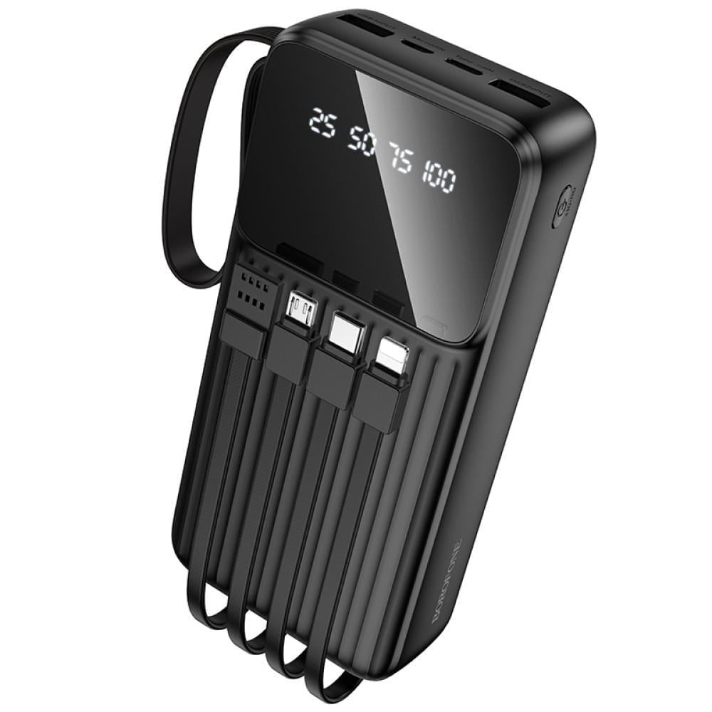 Повербанк Borofone BJ76A Smart 20000 mAh 2A со встроенными кабелями Черный