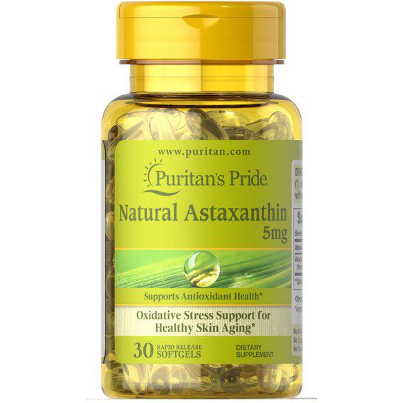 Астаксантин Puritan's Pride Natural Astaxanthin 5 мг 30 Softgels