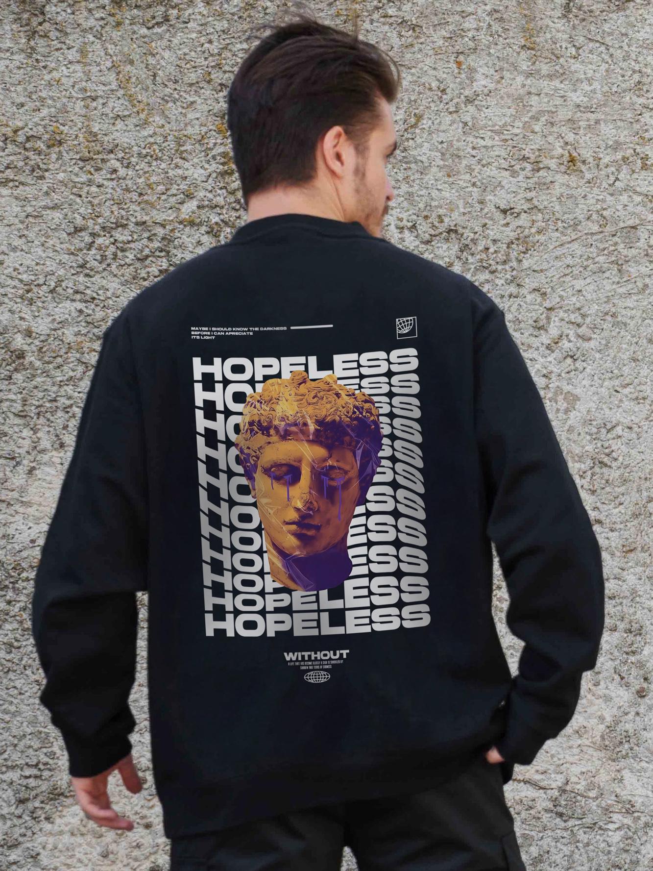 Світшот оверсайз з принтом Without Hopeless S/M Black (S/M8055622)