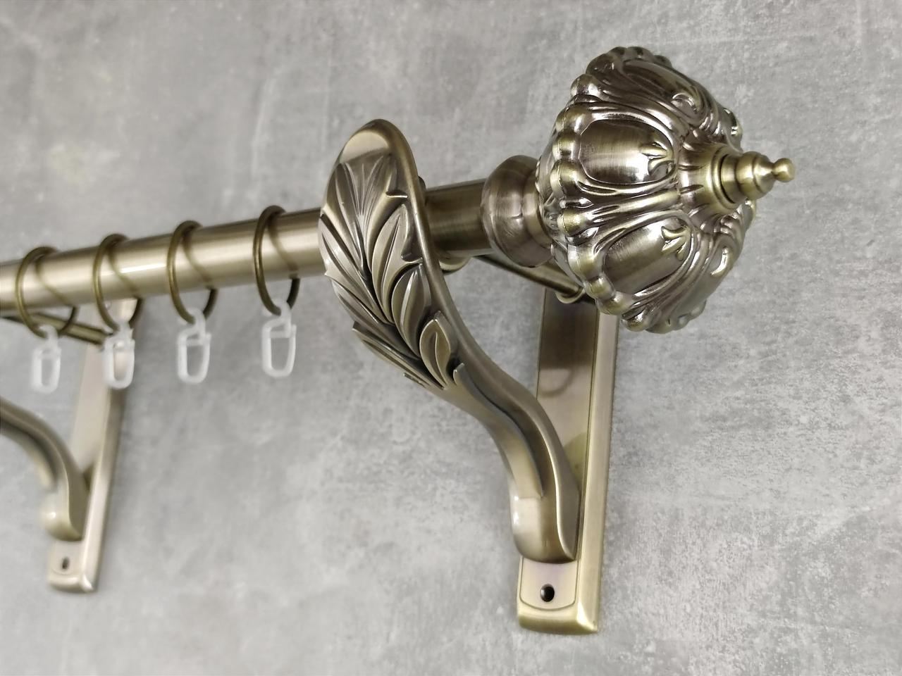 Карниз MStyle металлический для штор однорядный Шато 25 мм гладкий 240 см Антик (5012497)