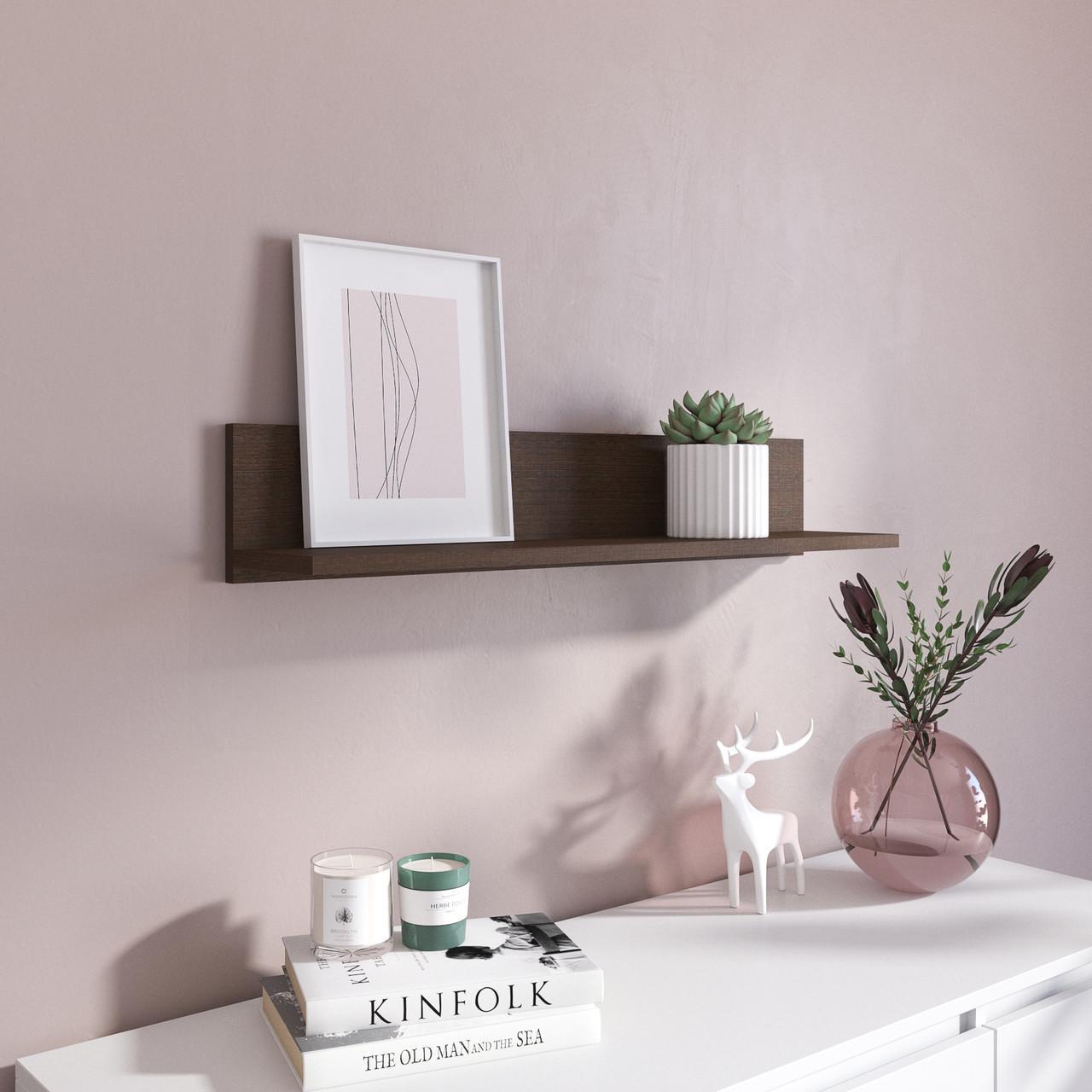 Полка навесная настенная VAYS 80х17х15 см Венге темный (30777775)