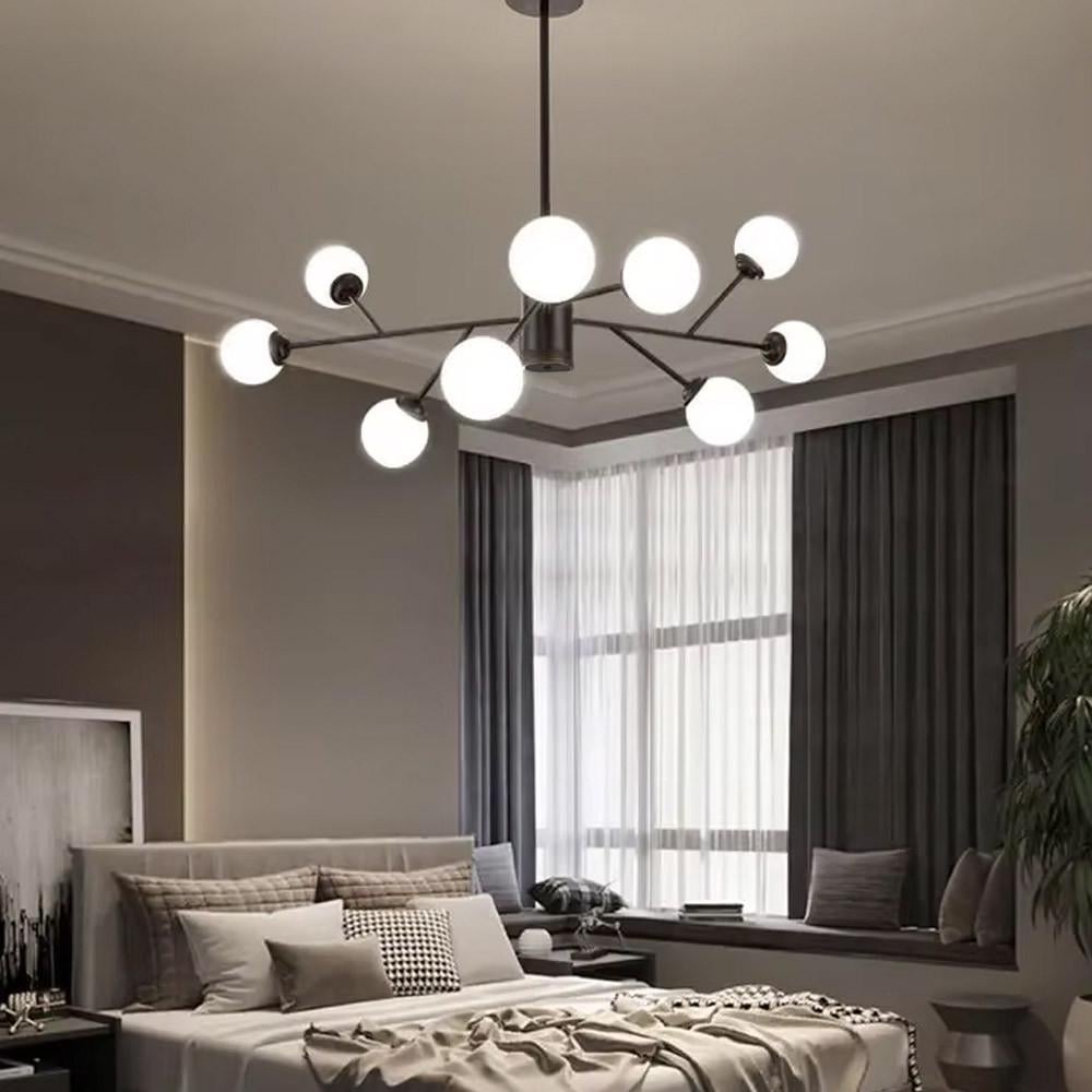 Люстра потолочная на 9 белых плафонов Ø 100 см Черный (AOC 19/9 BK G9) - фото 2