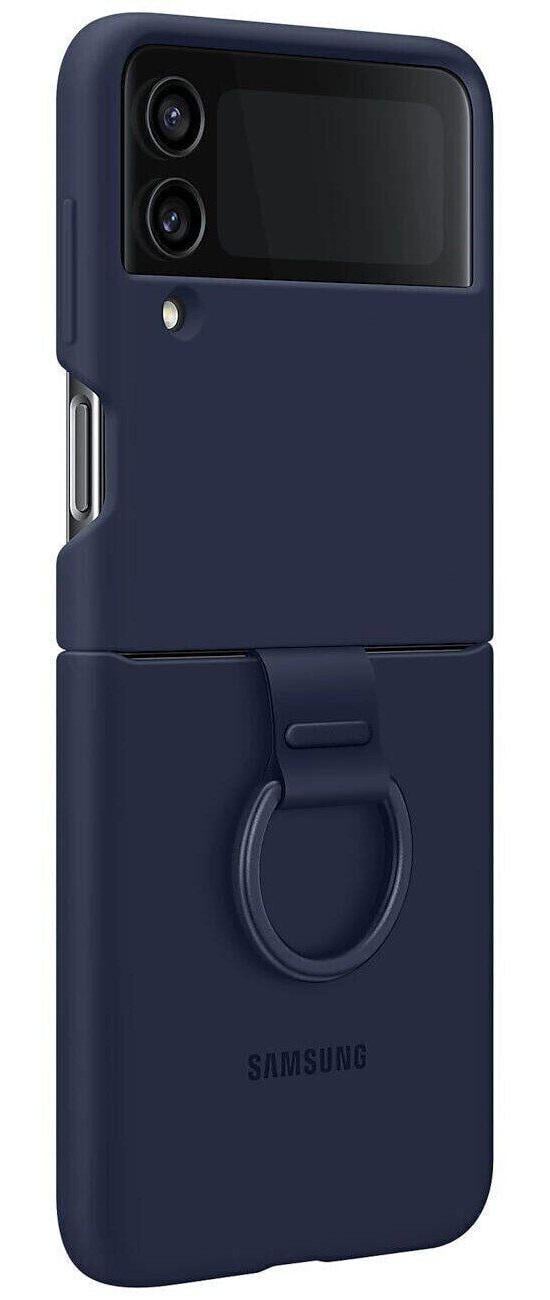 Противоударный силиконовый чехол с кольцом Silicone Cover with Ring EF-PF721TNEGUA Samsung Galaxy Z Flip4 Navy