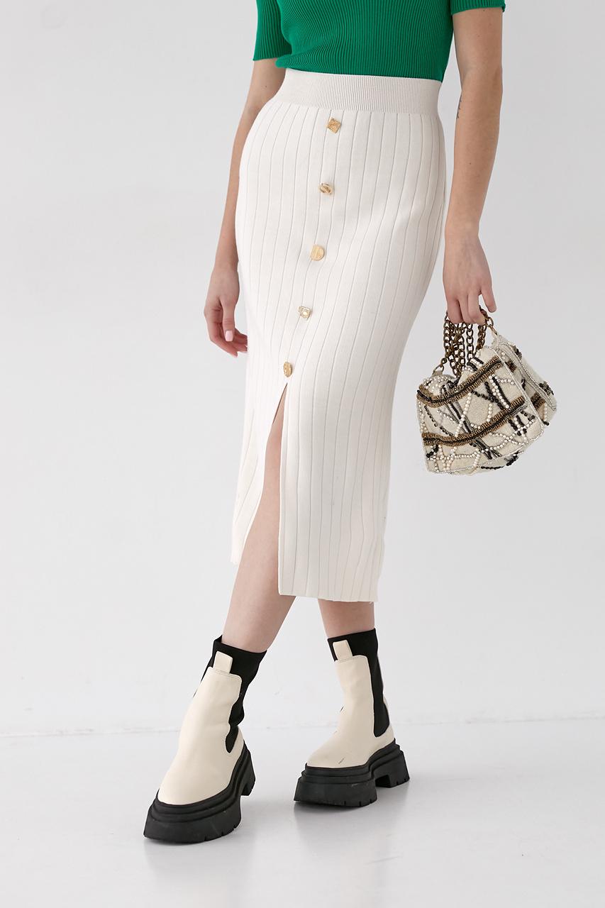 Юбка миди в рубчик M Кремовый (9505923)
