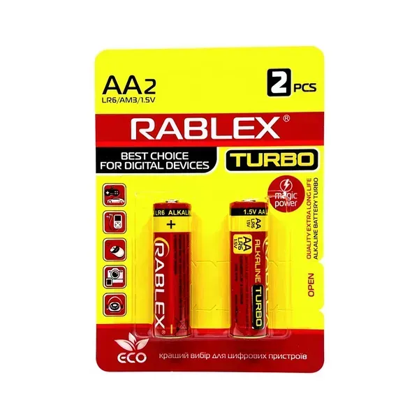 Батарейка Alkaline Rablex LR6/AA Turbo 2 шт. (29207835) Батарейка Alkaline Rablex LR6/AA Turbo 2 шт. (29207835)