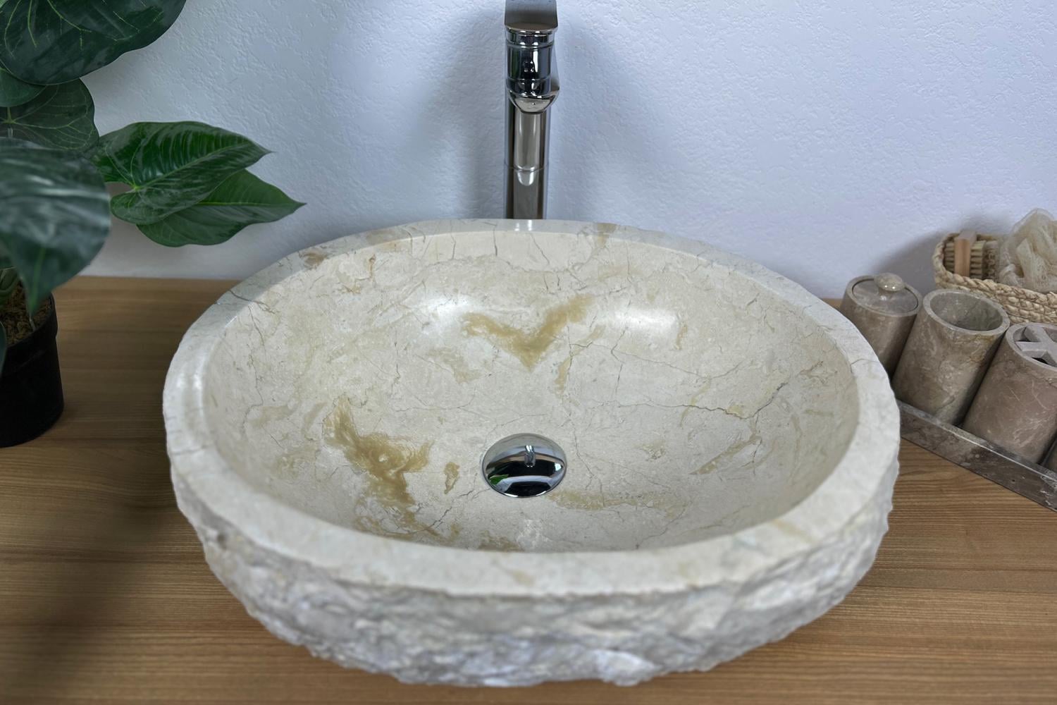 Раковина накладная из мрамора для ванной комнаты 51х41х14,5 см Бежевый (25072419)