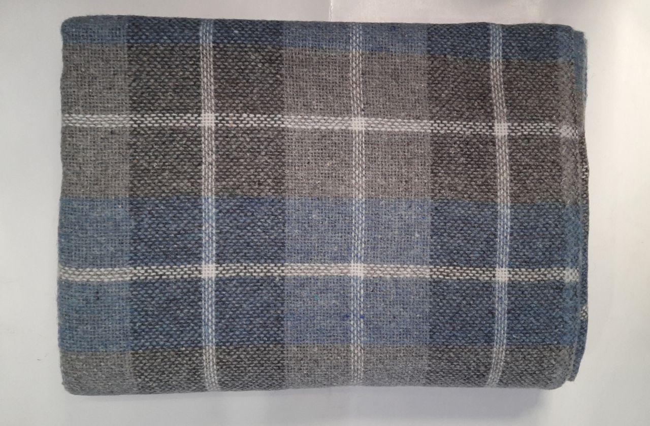 Плед шерстяной Vladi Палермо 140х200 клетка Синьо-серый