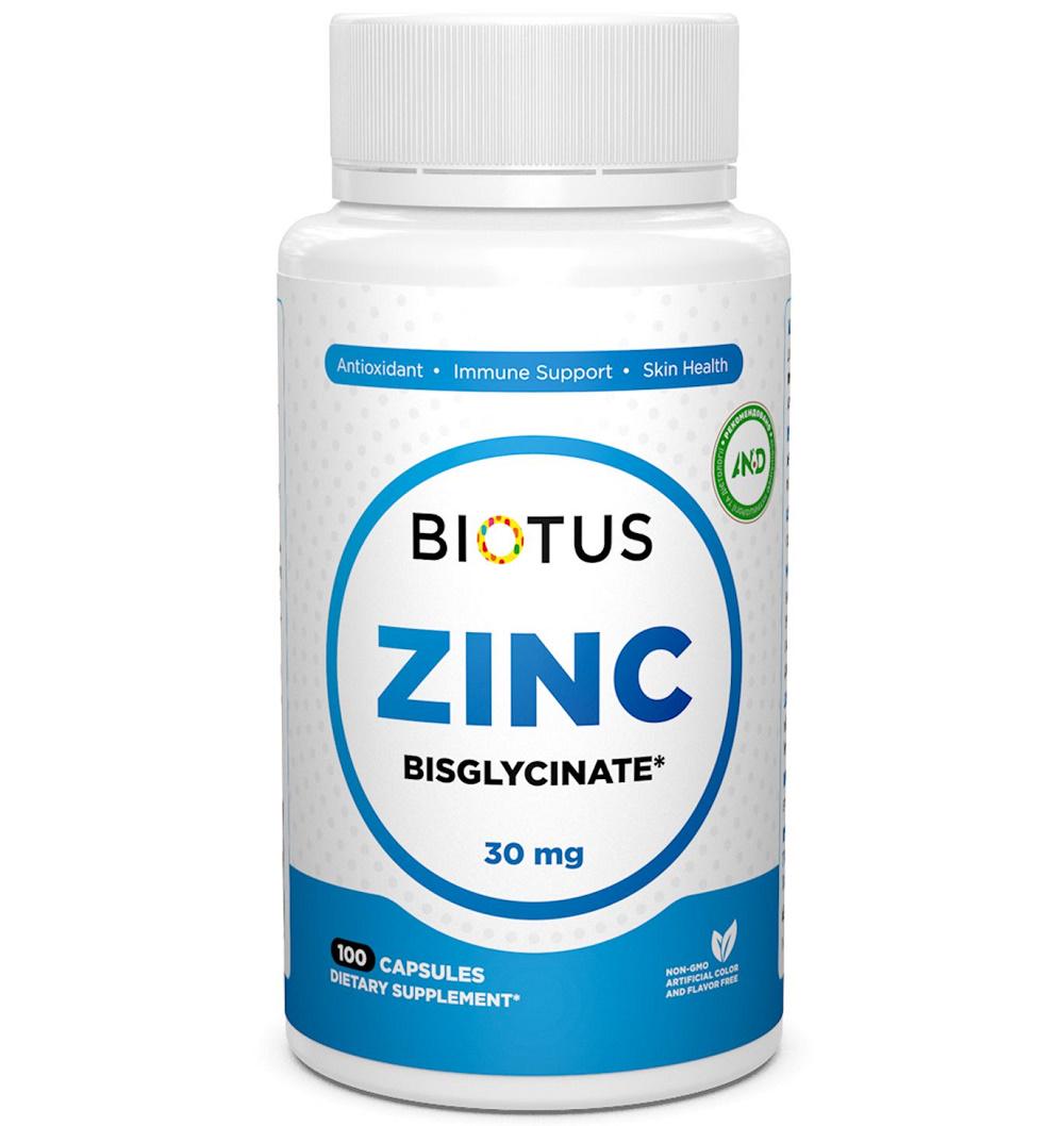Микроэлемент Цинк Biotus Zinc Bisglycinate 30 mg 100 Caps BIO-530531