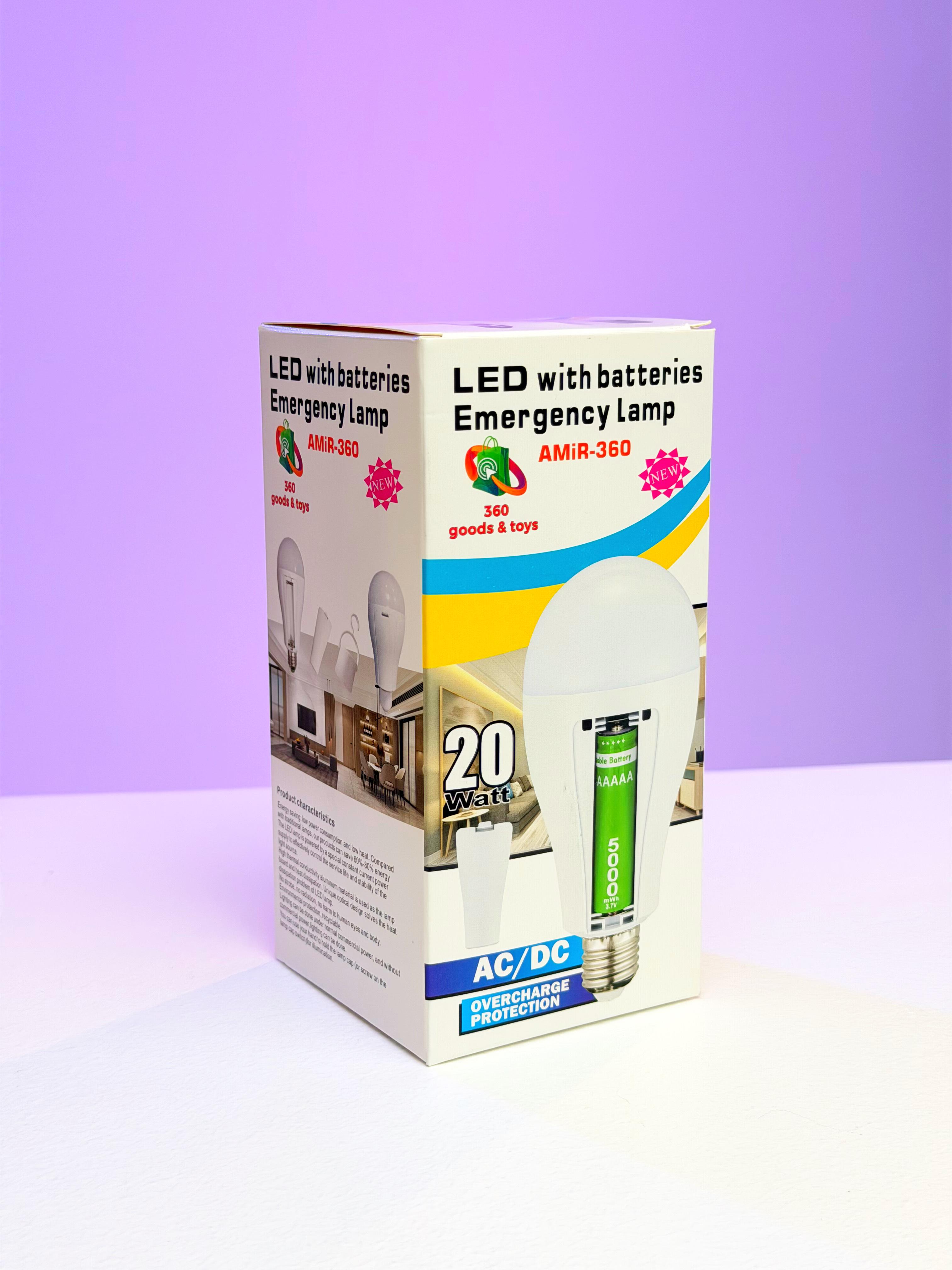 Світлодіодна лампа AMIR-360 20 Вт з акумуляторами E27/E14 (JM-548) - фото 9 Світлодіодна лампа AMIR-360 20 Вт з акумуляторами E27/E14 (JM-548) - фото 9