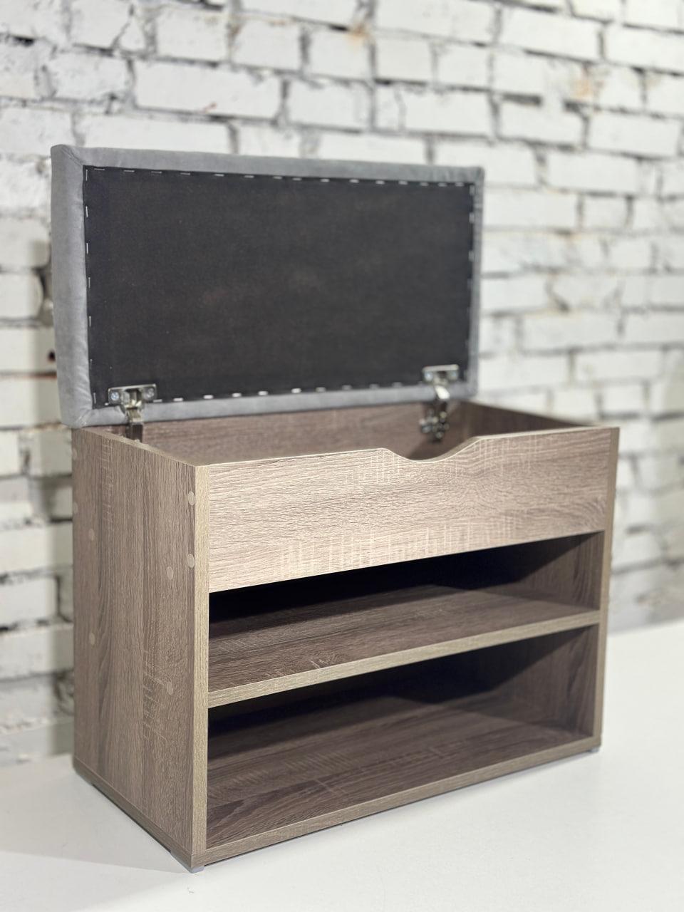 Тумба для взуття ДСП/тканина 30х80х45 см Сонома трюфель/Світло-сірий - фото 3 Тумба для взуття ДСП/тканина 30х80х45 см Сонома трюфель/Світло-сірий - фото 3