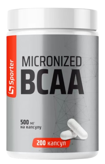 Аминокислоты ВСАА микронизированные Sporter BCAA Micronized 500 мг 200 капсул