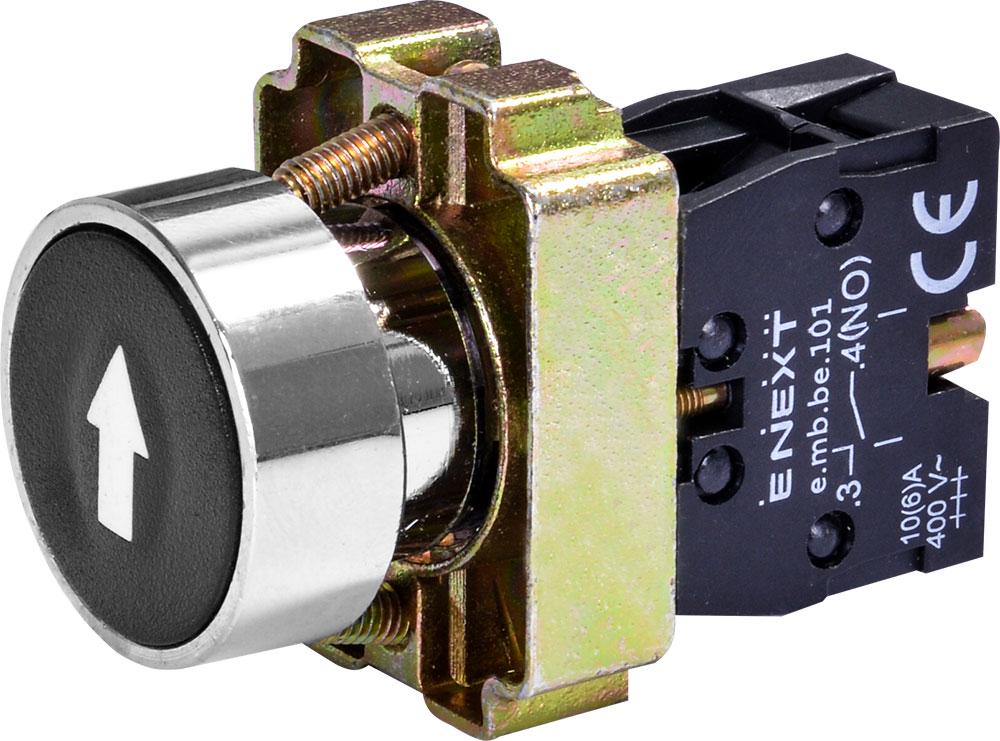 Кнопка керування E.NEXT e.mb.ba3351 1NO без підсвічування зі стрілкою 22 мм Чорний (p0810155)