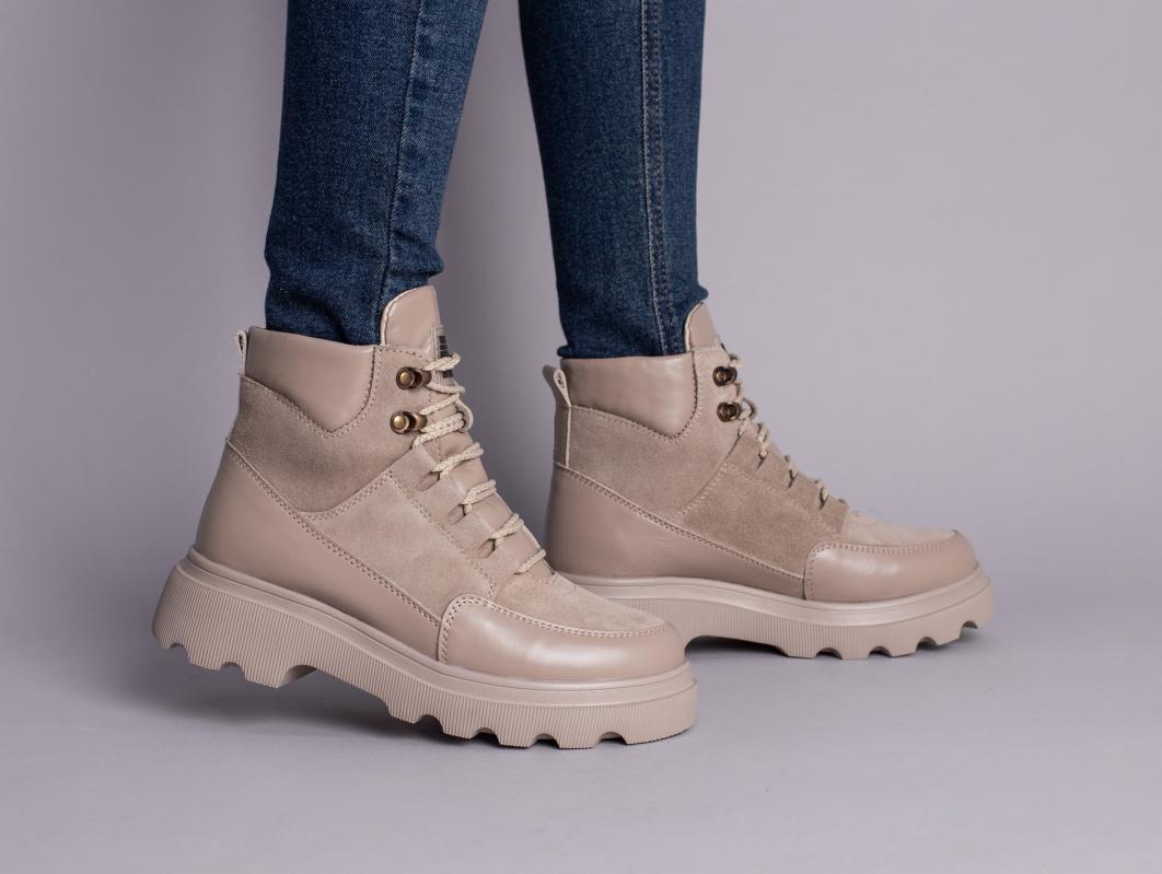 Ботинки женские замшевые зимние р. 36 Бежевый (9700з/36)