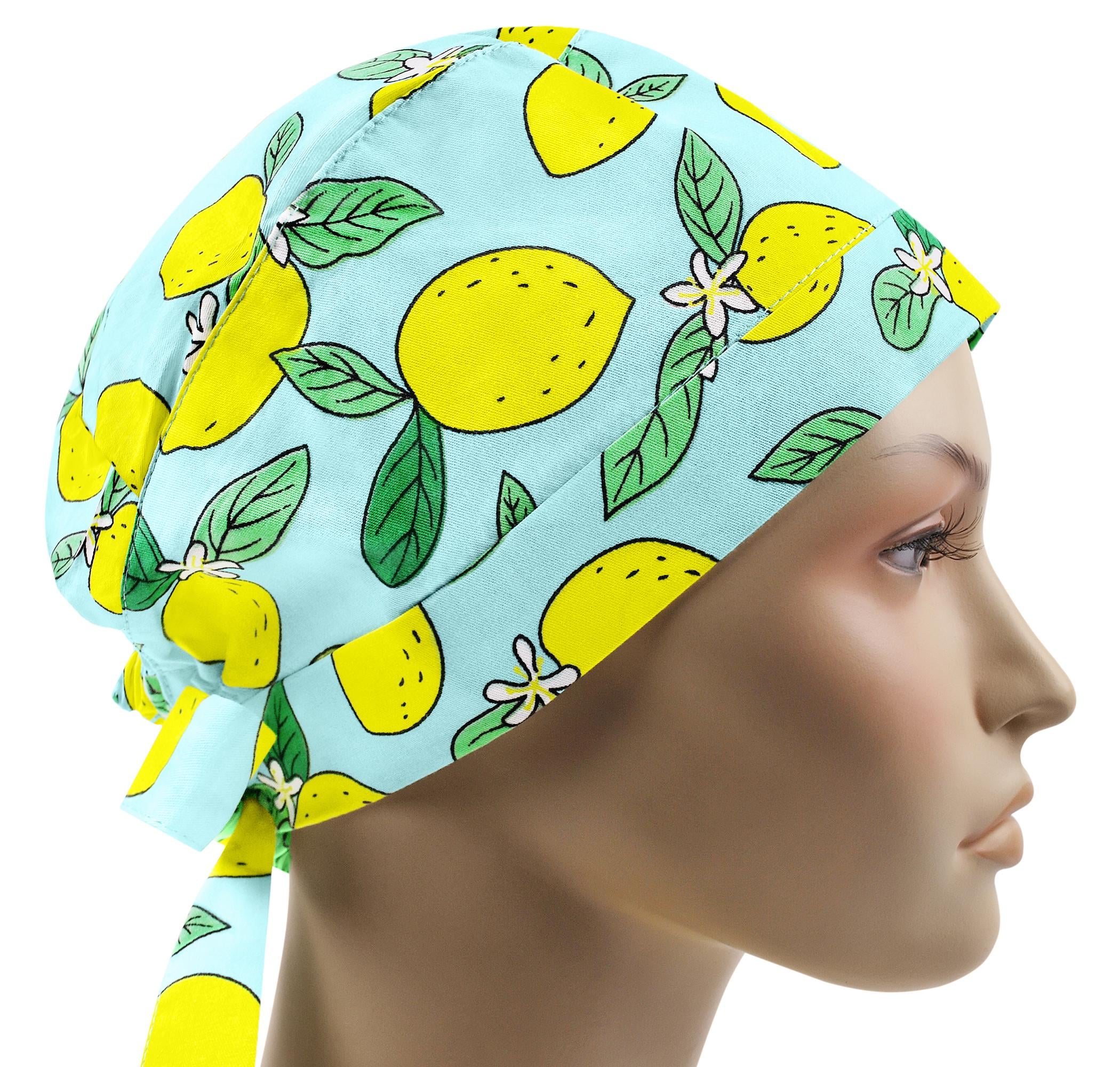 Шапочка медична жіноча SSC Жовті лимони на м'ятному універсальна (pixie031)