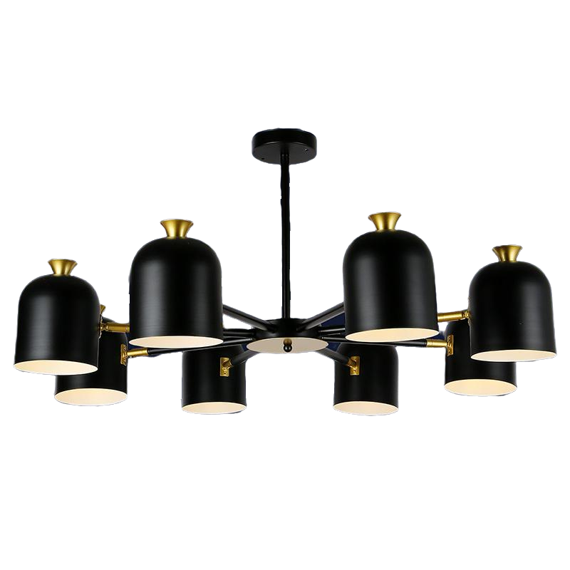 Люстра потолочная лофт Light House LS-13107-8 BK на восемь ламп Черный / Золото