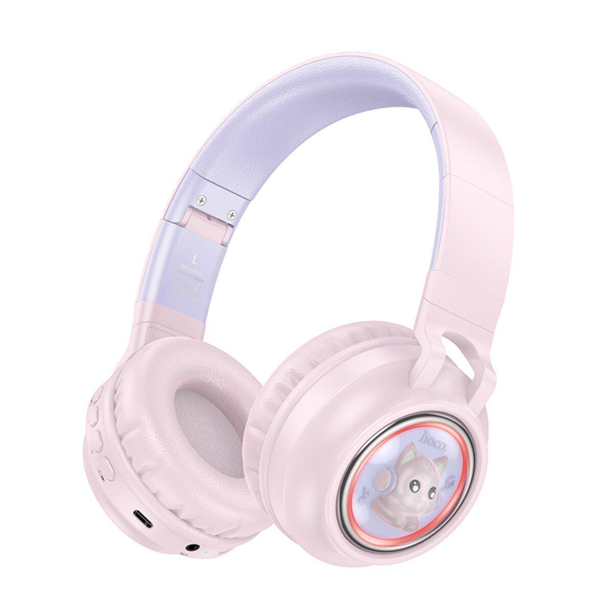 Наушники беспроводные Hoco W50 Cute fun BT headphones BT5.3 400mAh Pink (6942007619585)