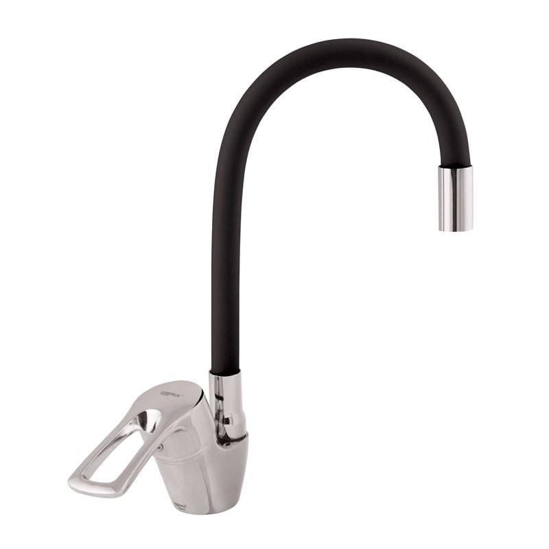 Змішувач для кухні Zerix YUB 181 ZX0438 з гнучким виливом Чорний (128892)