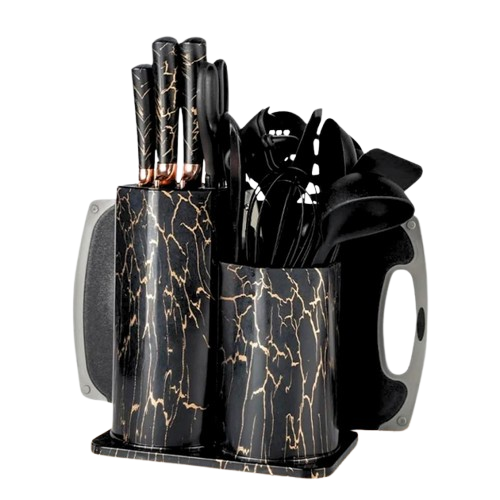 Набор кухонных принадлежностей с двойной подставкой 25 предметов Черный мрамор (2772954308) Набор кухонных принадлежностей с двойной подставкой 25 предметов Черный мрамор (2772954308)