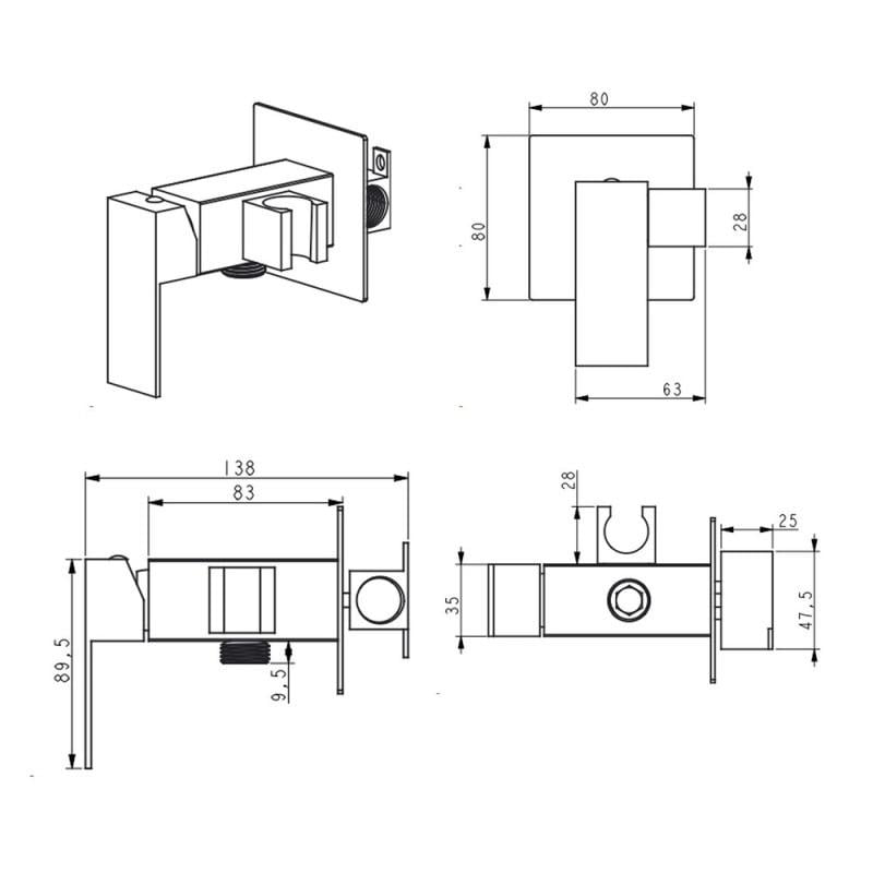 Гігієнічний душ Lidz Kubis 111 Nickel прямокутний Сатин (LDKUB111NKS46106) - фото 6 Гігієнічний душ Lidz Kubis 111 Nickel прямокутний Сатин (LDKUB111NKS46106) - фото 6