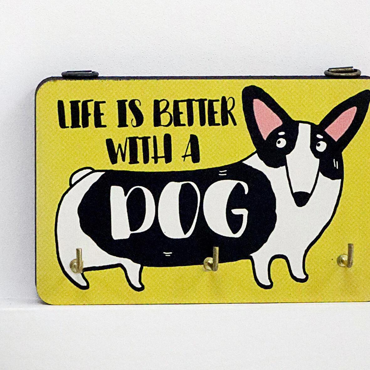 Ключница настенная Presentville Life is better with a dog 10х15 см (KEDL_21S011) - фото 2