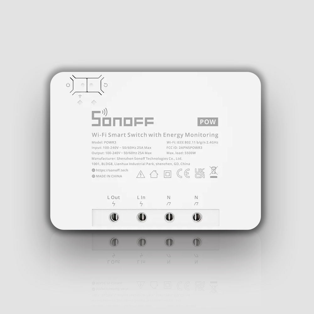 Реле одноканальное Wi-Fi с энергомониторингом Sonoff POW R3 (WH00586)