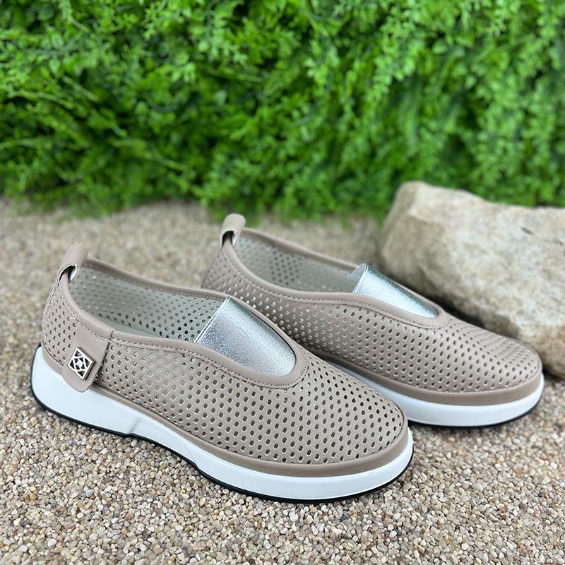 Мокасини жіночі перфорована шкіра Е-007061-36 p. 37 23,5-24 см Коричневий - фото 3