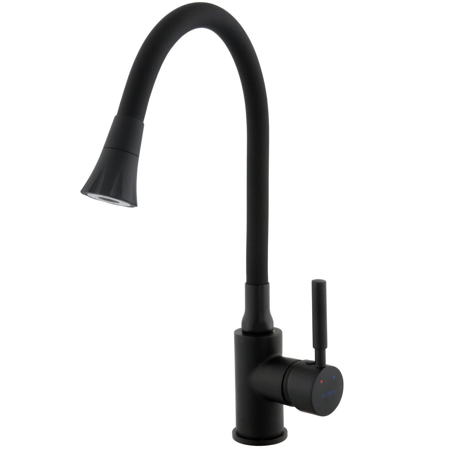Смеситель для кухни Globus Lux Lazer GLLR-0203SA-BB-B01 000027552 с гибким изливом Черный (215027)