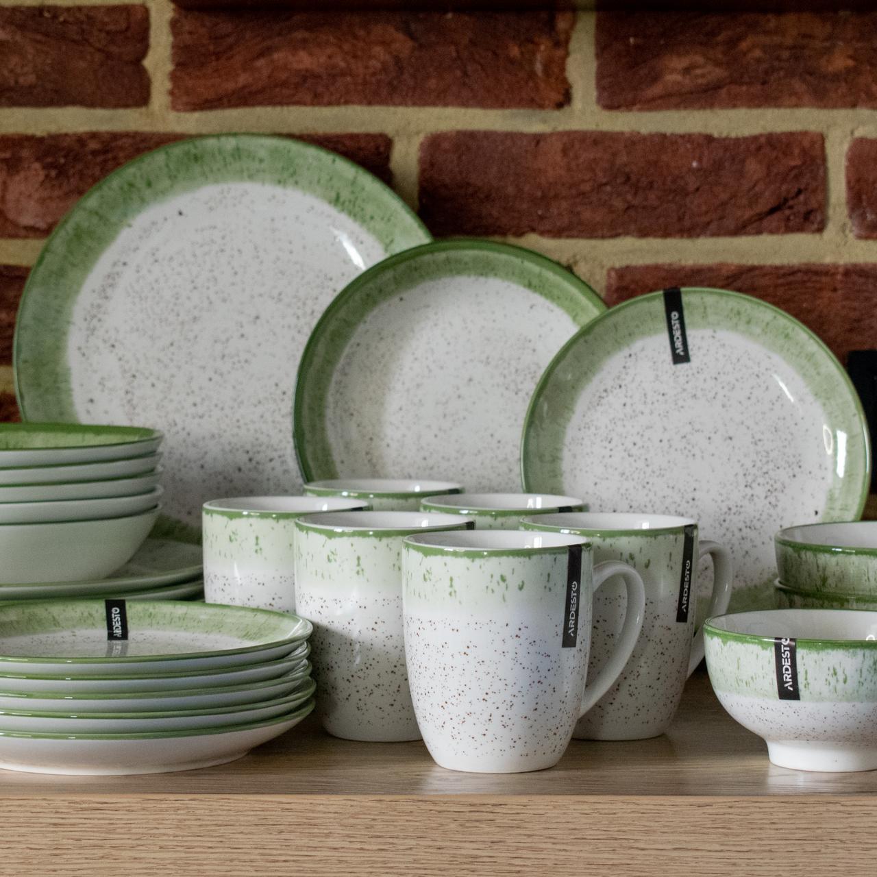 Сервиз Ardesto Siena SWG 27 Бело-Зеленый - фото 2 Сервиз Ardesto Siena SWG 27 Бело-Зеленый - фото 2