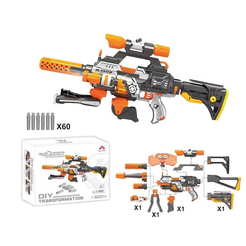 Бластер игровой с мягкими шарами 12 аксессуаров 60 патронов