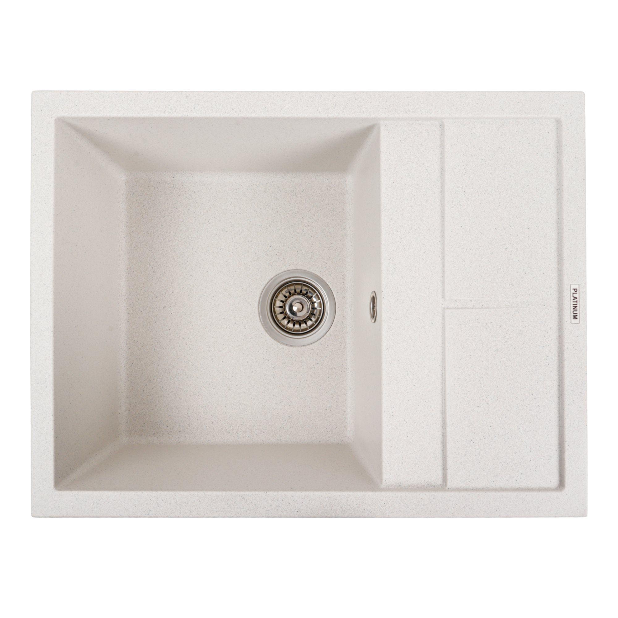 Мойка для кухни гранитная Platinum 6550 LOTOS матовая в точку Белый