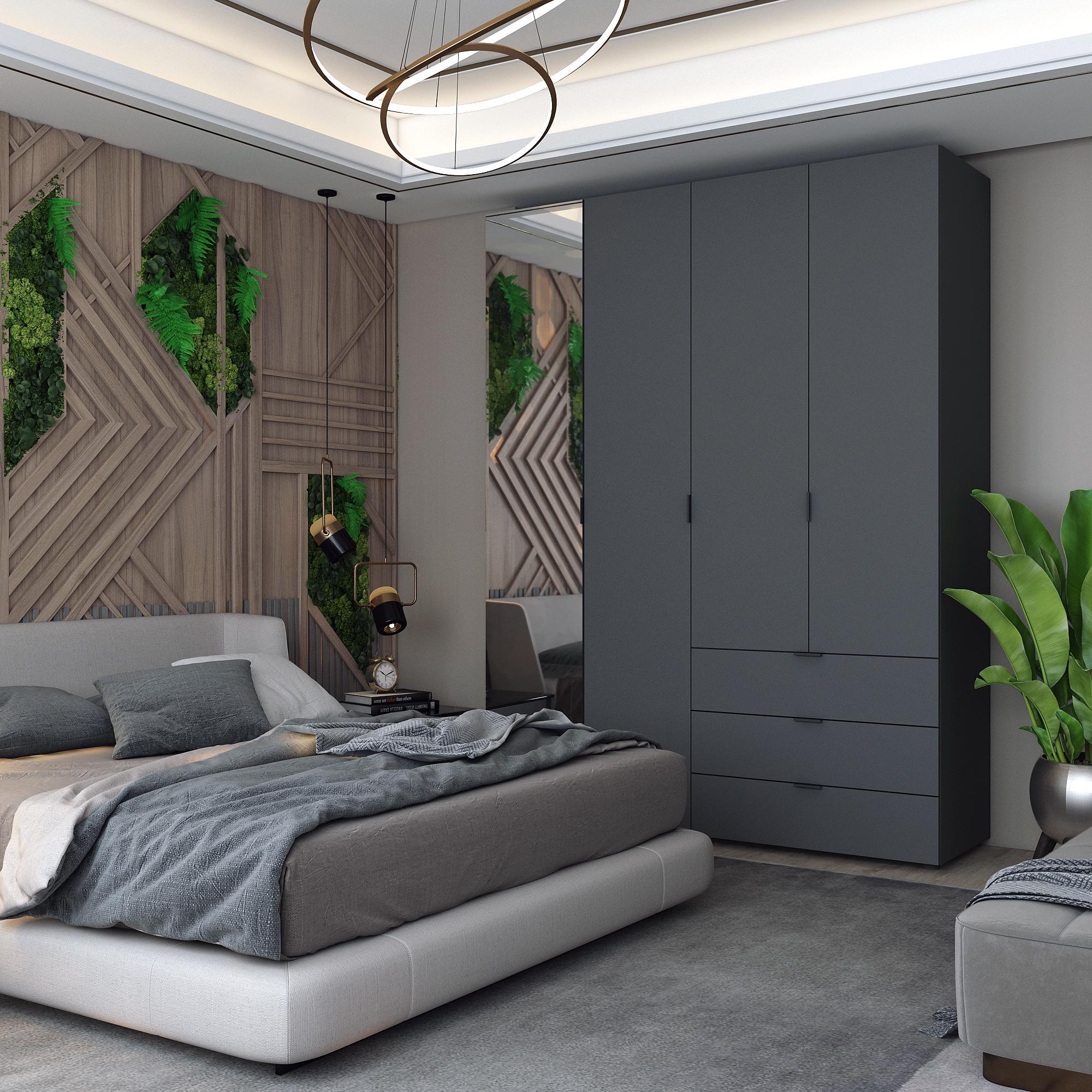 Комплект шкафов для одежды Doros Гелар 155х49,5х203,4 см 2 шт. Зеркало/Графитовый (DRS-011135)