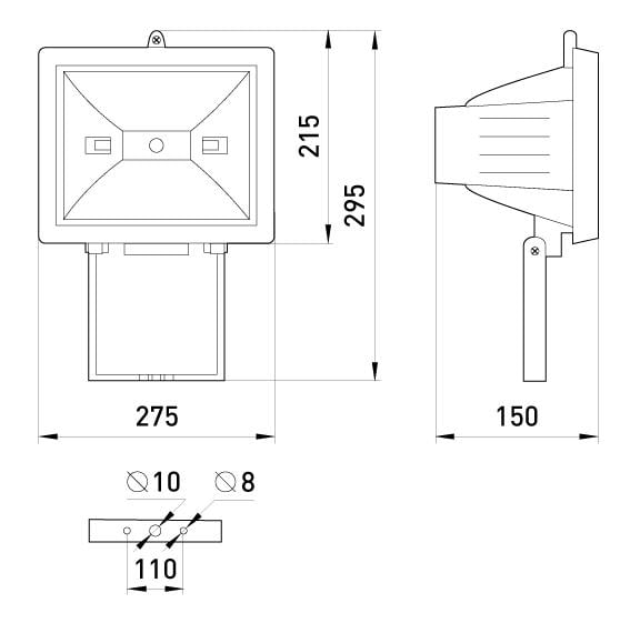 Прожектор галогенный E.NEXT e.halogen.1000.black 1000W 220V R7s IP54 270x131x220 мм Черный (l003006) - фото 2