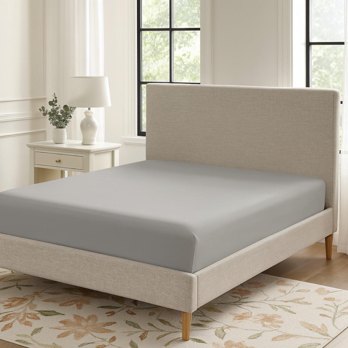 Простынь на резинке KOLOCO 160х200/25 см Светло-серый (42738)