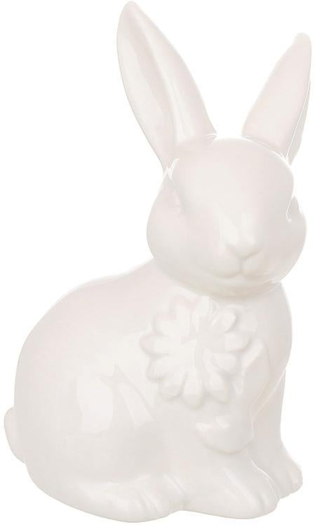 Фигура фарфоровая Заяц с цветком 10,5 см Белый Фигура фарфоровая Заяц с цветком 10,5 см Белый