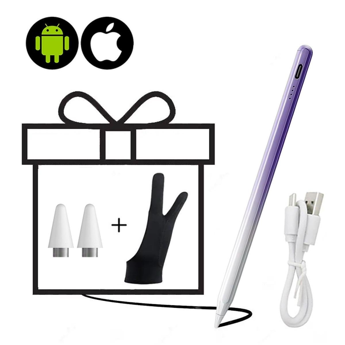 Стилус для планшета телефона iOS/Android iPhone/Xiaomi/Samsung/Huawei iPad/Honor Pad/2 наконечники/перчатка Gradient Purple (181019+2) - фото 2