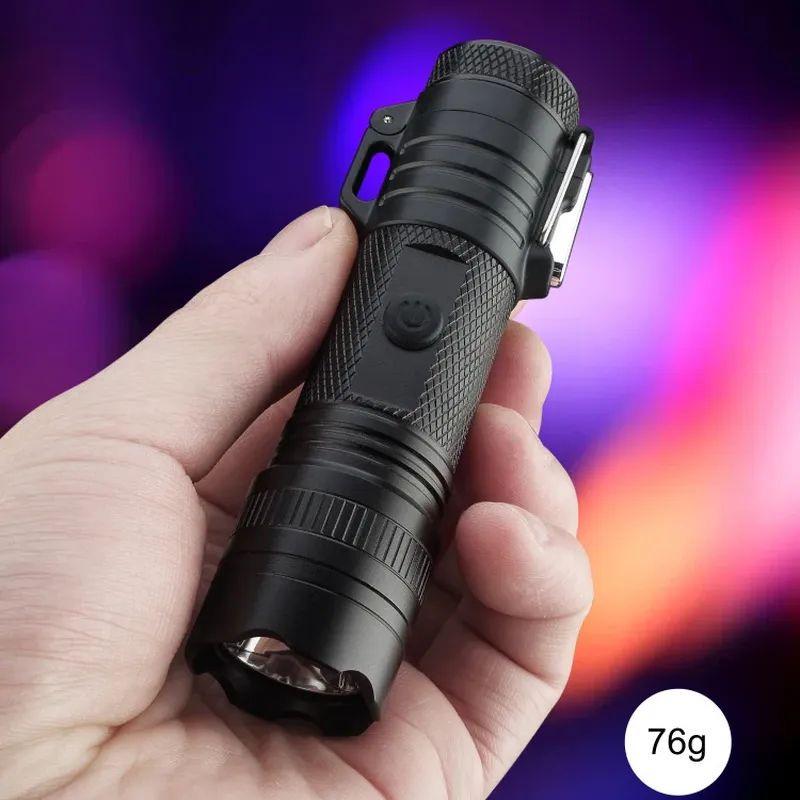 Запальничка металева водонепроникна USB з ліхтариком/з вбудованим акумулятором/електроімпульсна 2 дуги Чорний - фото 3