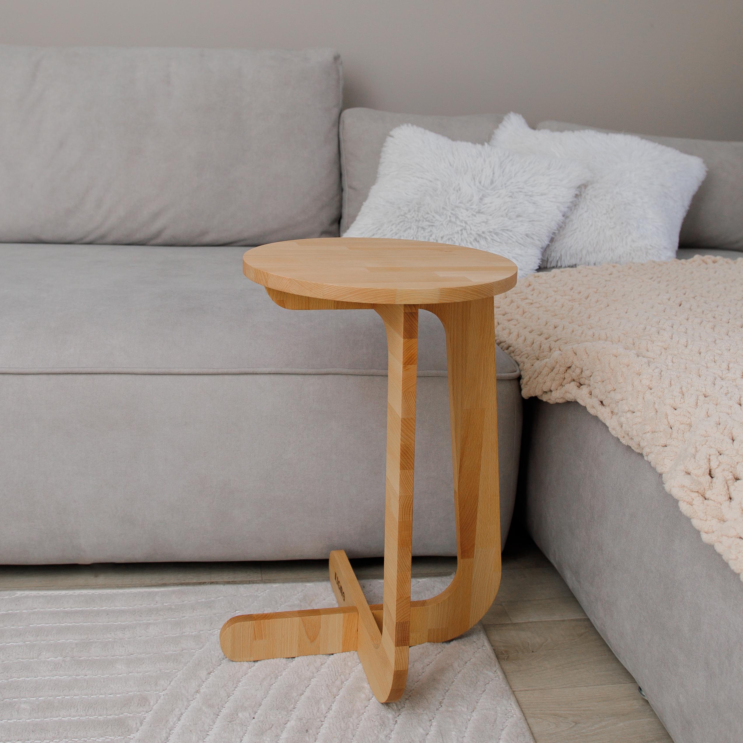 Журнальний столик дерев'яний С-подібний LIGNO круглий (ligno-05-01) - фото 9