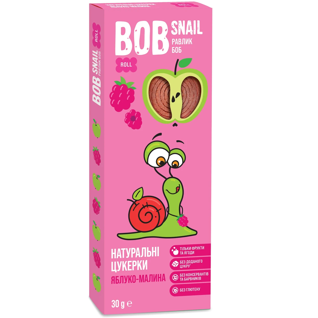 Пастила натуральна Bob Snail Яблучно-малинові 30 г (4820162520309)