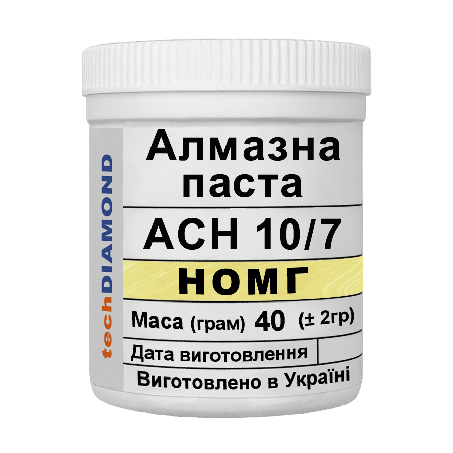 Алмазная паста Техдіамант АСН 10/7 НОМГ 4%-8 карат 1500 Grit мазеобразная 40 г