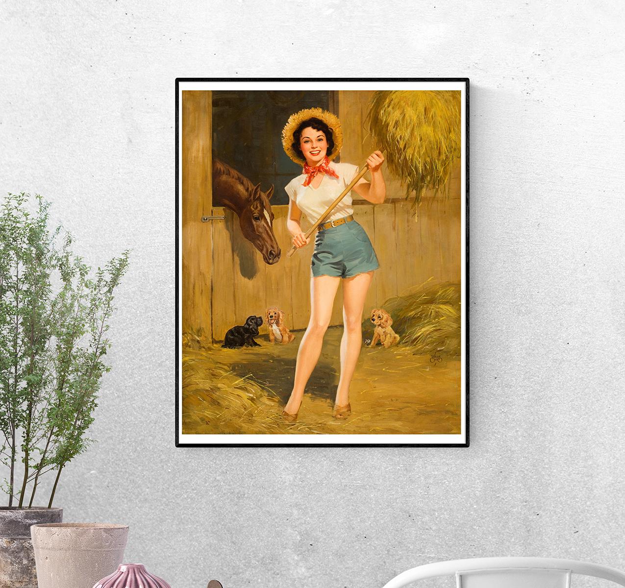 Постер На ферме в конюшне. Уолт Отто формат А-3 (pin_up010181_Poster)