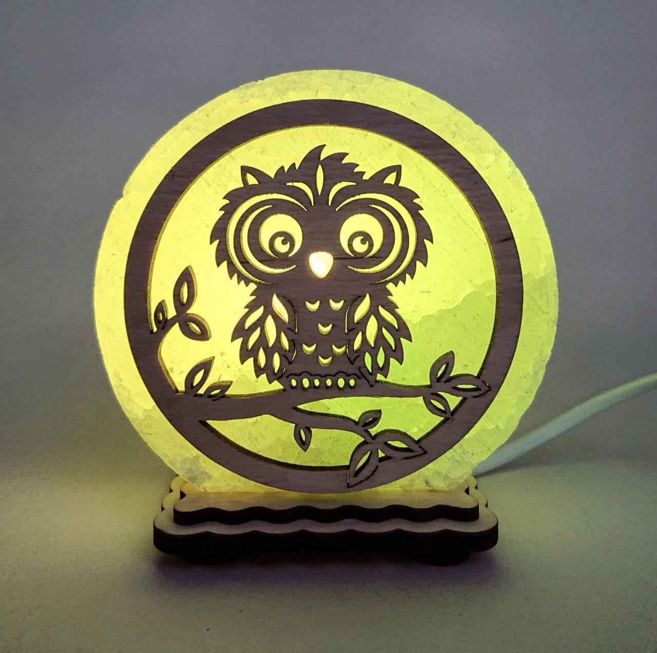 Соляной светильник Совёнок на ветке (KM-00013-g)