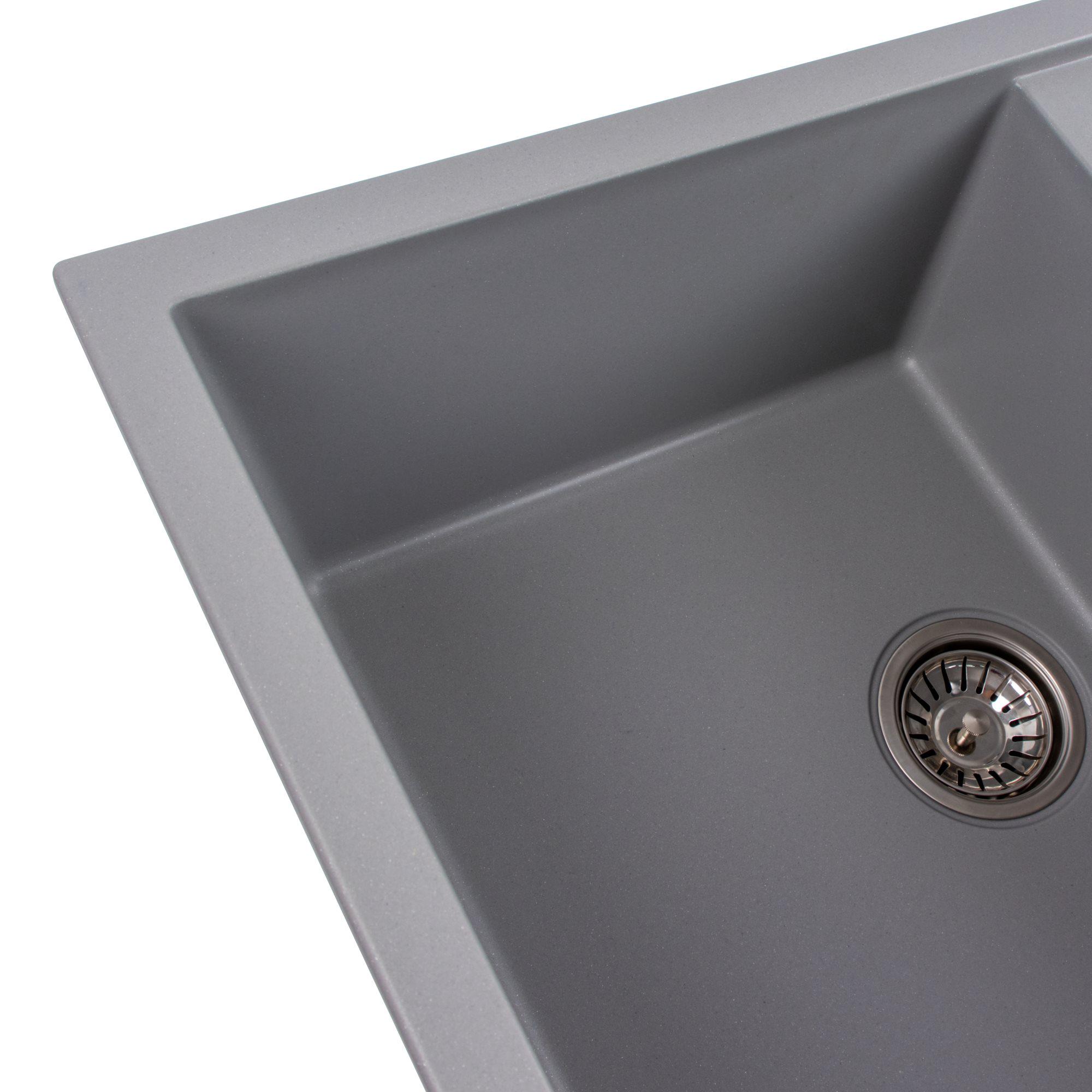 Мийка для кухні гранітна Platinum 7950 Selena матова Сірий металік - фото 4 Мийка для кухні гранітна Platinum 7950 Selena матова Сірий металік - фото 4