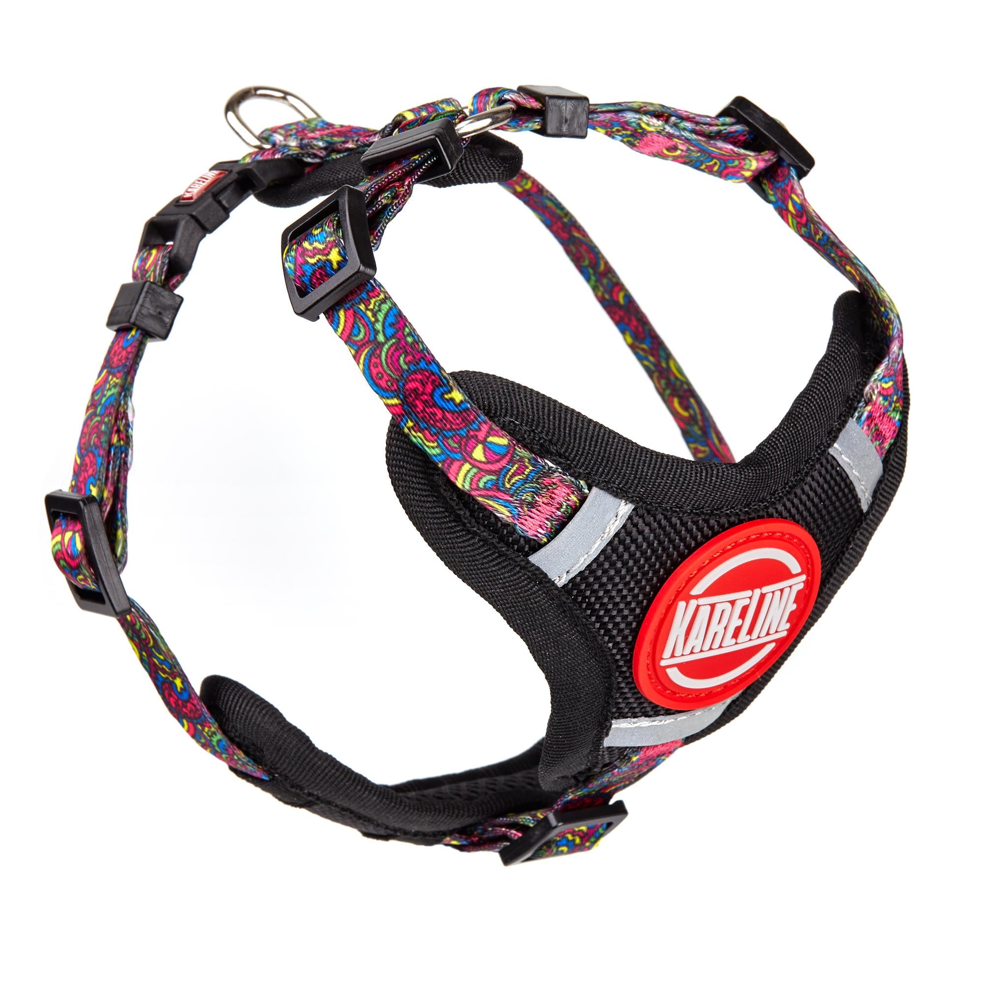 Шлея KareLine KALEIDOSCOP из нейлона с узором логотипом и пластиковой пряжкой 10 мм А 220-300 мм В 280-380 мм (0880/7)