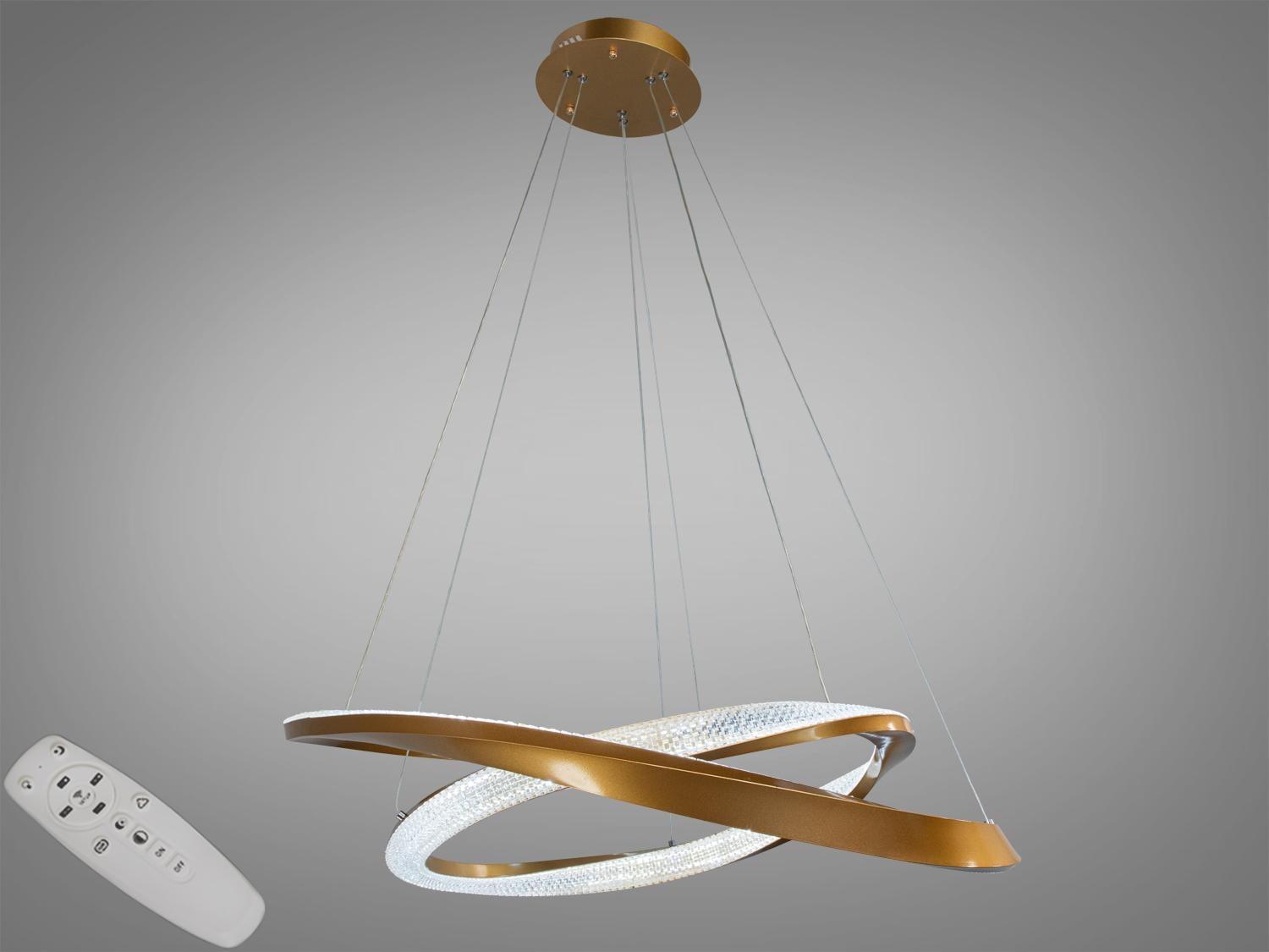 Люстра подвесная светодиодная Diasha D2486-800/600G с диммером 100W Золотой
