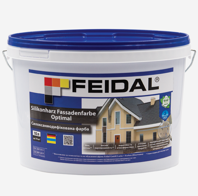 Краска фасадная силоксанмодифицированная Feidal Silikonharz Fassadenfarbe Optimal 10 л - фото 1