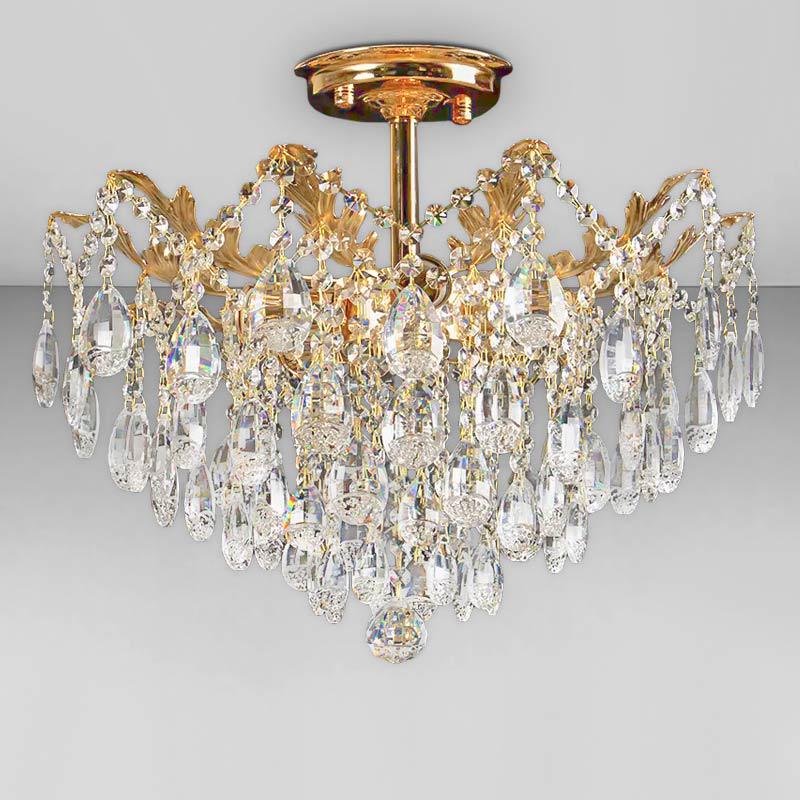 Люстра хрустальная потолочная Light House SH-18221/6 590х590х500 мм E14 Золотой