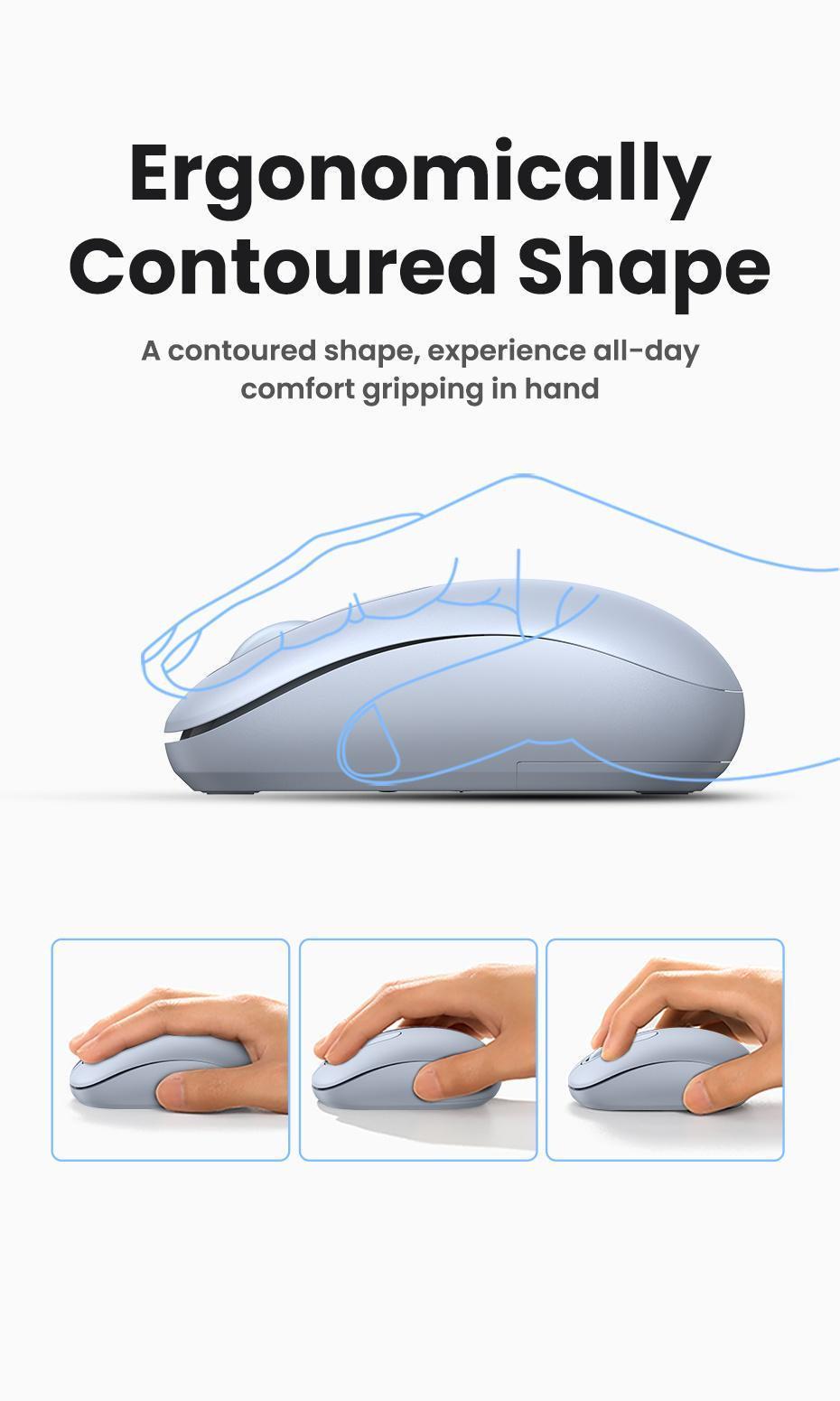 Мышь беспроводная Ugreen 2.4 ГГц 4 DPI Сине-серый (90671) - фото 6 Мышь беспроводная Ugreen 2.4 ГГц 4 DPI Сине-серый (90671) - фото 6