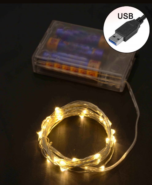Гірлянда Роса на батарейках 200 LED 20 м/USB теплий білий (FFJ00185)